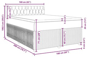 Κρεβάτι Boxspring με Στρώμα Ανοιχτό Γκρι 160x200 εκ. Βελούδινο - Γκρι