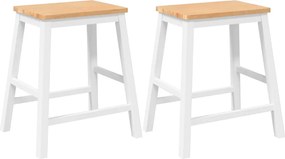 vidaXL Καρέκλες μπαρ 2 τεμάχια Λευκό μασίφ ξύλο καουτσούκ