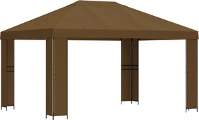 vidaXL Κιόσκι 4 x 3 μ Taupe Πολυεστέρας και Χάλυβας 190 gsm
