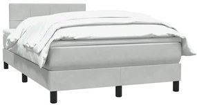 vidaXL Κρεβάτι Boxspring με Στρώμα Ανοιχτό Γκρι 120x210 εκ. Βελούδινο