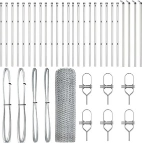 vidaXL Στύλος Περιφράξεων Ασημί 50 x 0,6 μ (25 mm δίκτυο) Ατσάλι