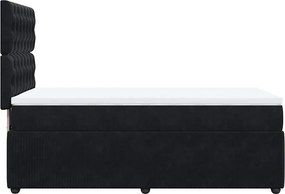 vidaXL Κρεβάτι Boxspring με Στρώμα Μαύρο 90x200 εκ. Βελούδινο