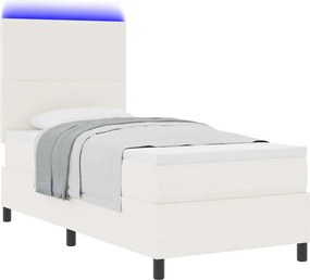 vidaXL LED Κρεβάτι με βάθρο με κεφαλάρι Κρέμα και Λευκό 80 x 200 cm