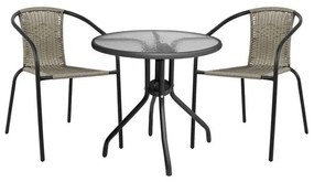 Set Dining Table 3 pieces with table &amp; chairs Camel Grey color