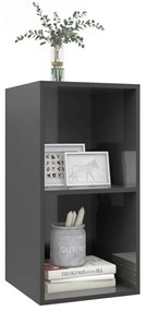 vidaXL Έπιπλο Τηλεόρασης Κρεμαστό Γυαλ. Γκρι 37x37x72 εκ. Επεξ. Ξύλο