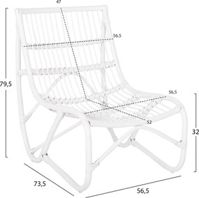 ΠΟΛΥΘΡΟΝΑ GRINN HM9815.03 ΡΑΒΔΟΙ RATTAN ΣΕ ΛΕΥΚΟ 56,5x73,5x79,5Υ εκ.