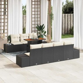 vidaXL Σέτ φαγητού για κήπο 8 pcs Μαύρο, Κρέμα 100 x 55 x 73 εκ