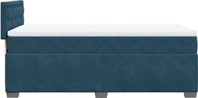 vidaXL Κρεβάτι Boxspring με Στρώμα Μπλε 90x190 εκ. Βελούδινο