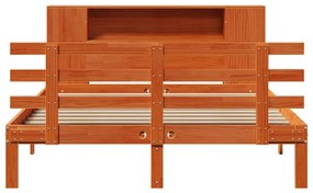 Κρεβάτι Βιβλιοθήκη Χωρίς Στρώμα 120x190 εκ Μασίφ Ξύλο Πεύκου - Καφέ