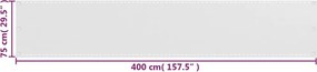vidaXL Διαχωριστικό Βεράντας Λευκό 75 x 400 εκ. από HDPE