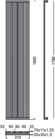 Karag Marcello 1800 Chrome 31x180 - Θερμαντικό σώμα μπάνιου