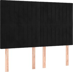 vidaXL Κρεβάτι Boxspring με Στρώμα Μαύρο 140x190 εκ. Βελούδινο