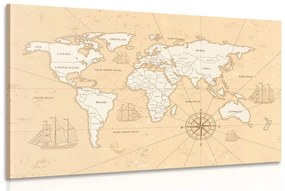 Εικόνα ενδιαφέροντος μπεζ παγκόσμιου χάρτη - 90x60