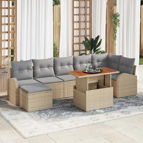 vidaXL Σετ Καναπέ Κήπου με μαξιλάρι 8 pcs μπεζ και ανοιχτό γκρι