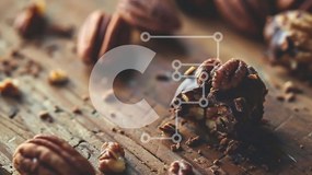 Σετ των 2 Intra Συλλεκτικό Ξύλινο Παζλ Plywood 4mm - Πεκάν καλυμμένα με σοκολάτα σε ξύλινο τραπέζι Σε Ξύλινο Κουτί - Διαστάσεις: 10x10 cm – 25 κομμάτια