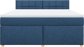 vidaXL Κρεβάτι Boxspring με Στρώμα Μπλε 180x200 εκ. Υφασμάτινο