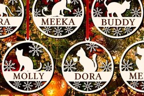 Σετ των 3 Intra απο ξύλο plywood 3mm-4mm πάχος Χριστουγεννιάτικο Στολίδι Cat Δίασταση 8x8 cm INTRAFABR-40658341