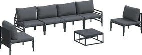vidaXL Σετ Καναπέ Κήπου με μαξιλάρι 7 pcs Μαύρο Ατσάλι