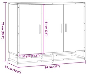 Sideboard Sonoma Oak 94x35x76 cm Κατασκευασμένο ξύλο - Καφέ