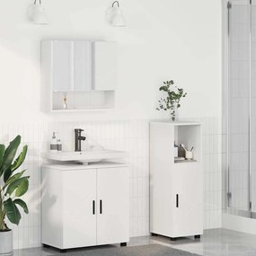 vidaXL Σετ Επίπλων Μπάνιου 3 pcs Λευκό Επεξεργασμένο ξύλο &amp; Μέταλλο