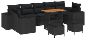 Σετ Καναπέ Κήπου 10 pcs Μαύρο συνθετικό ρατάν