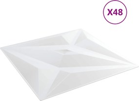 vidaXL Πάνελ τοίχου Αστέρι 12 pcs Λευκό αστέρι 50 x 50 cm Φελιζόλ XPS