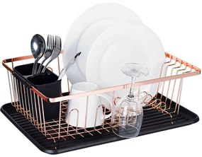 Πιατοθήκη 800322 43x32x14,5cm Black-Rose Gold Ankor Metal, Plastic