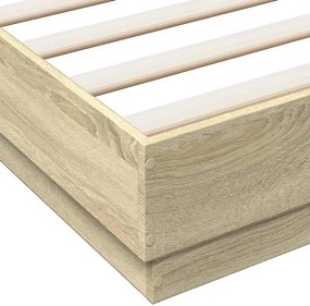 vidaXL Πλαίσιο Κρεβατιού Sonoma Δρυς 135x190 εκ. Επεξεργασμένο Ξύλο