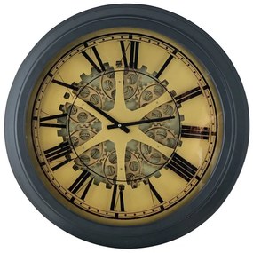 Artekko Clock Ρολόι Τοίχου με Γρανάζια Μέταλλο Γυαλί Μαύρο Χρυσό (66.5x7x66.5)cm Artekko 40050