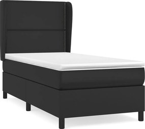 vidaXL Κρεβάτι Boxspring με Στρώμα Μαύρο 100x200εκ.από Συνθετικό Δέρμα