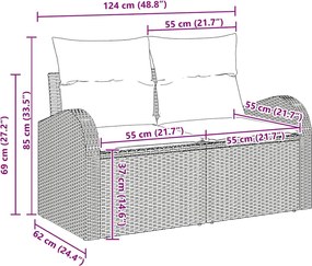 vidaXL Σετ Καναπέ Κήπου με αποθήκευση 7 pcs Μαύρο συνθετικό ρατάν
