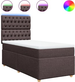 vidaXL Κρεβάτι Boxspring με Στρώμα Σκούρο Καφέ 90x200 εκ. Υφασμάτινο