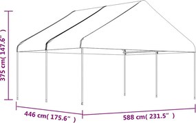 vidaXL Κιόσκι με Τέντα Λευκό 4,46 x 5,88 x 3,75 μ. από Πολυαιθυλένιο