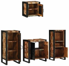 vidaXL Σετ Επίπλων Μπάνιου 4 pcs Πολύχρωμο Στερεό ανακτημένο ξύλο