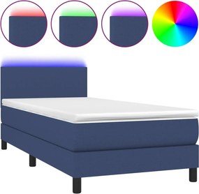 vidaXL Κρεβάτι Boxspring με Στρώμα &amp; LED Μπλε 80x200 εκ. Υφασμάτινο