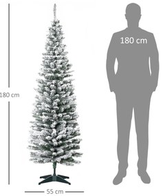 HOMCOM Τεχνητό Χριστουγεννιάτικο Δέντρο, 210 cm, Πριονωτά κλαδιά PVC, Αναδιπλούμενο, Μεταλλική βάση, Πράσινο/Λευκό