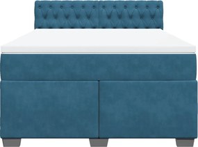 vidaXL Κρεβάτι Boxspring με Στρώμα Μπλε 140x190 εκ. Βελούδινο