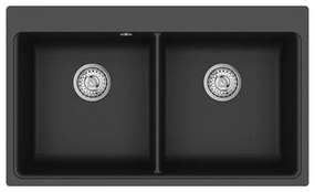 Helika Magna SQM 200 Ένθετος Γρανιτένιος Νεροχύτης Μ86xΠ51cm Μαύρος