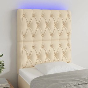 VidaXL Κεφαλάρι Κρεβατιού LED Κρεμ 80x7x118/128εκ. Υφασμάτινο