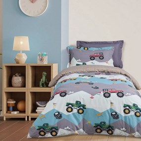 Σεντόνια Παιδικά 4926 (Σετ 3τμχ) Green-Grey Das Home Single 170x260cm Cotton-Polyester