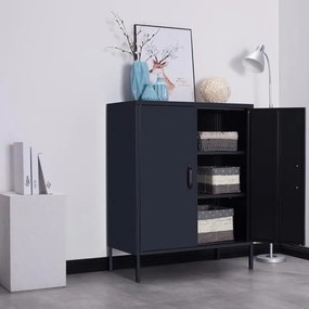 Ντουλάπα μεταλλική Nextdeco δίφυλλη μαύρη Υ102x80x40εκ.