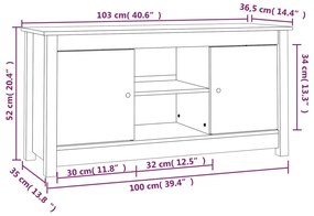 Έπιπλο Τηλεόρασης Λευκό 103x36,5x52 εκ. από Μασίφ Ξύλο Πεύκου - Λευκό