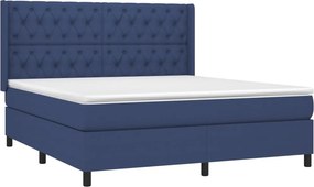 vidaXL Κρεβάτι Boxspring με Στρώμα Μπλε 160x200 εκ. Υφασμάτινο