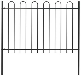 Φράχτης Κήπου με Κορυφή από Ατσάλι 181 x 120 εκ. Μαύρος