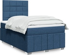 vidaXL Κρεβάτι Boxspring με Στρώμα Μπλε 120x200 εκ. Υφασμάτινο