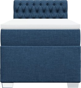 vidaXL Κρεβάτι Boxspring με Στρώμα Μπλε 90x190 εκ.Υφασμάτινο