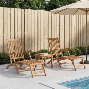 vidaXL Αναδιπλούμενη Πολυθρόνα Βεράντας 2 pcs Φυσικό Στερεό Ξύλο Τίκ