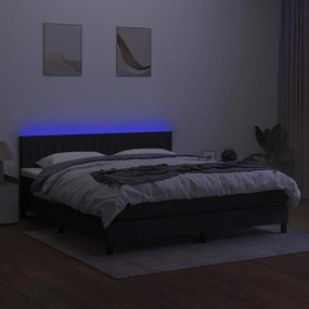 vidaXL Κρεβάτι Boxspring με Στρώμα &amp; LED Μαύρο 180x200 εκ. Υφασμάτινο