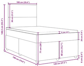 Κρεβάτι Boxspring με Στρώμα Κρεμ 120x190 εκ. Υφασμάτινο - Κρεμ