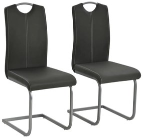 Καρέκλες Τραπεζαρίας «Πρόβολος» 2 τεμ. Γκρι από Συνθετικό Δέρμα